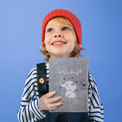 Elefant U-Heft und Impfpasshülle aus Filz Ohne Personalisierung