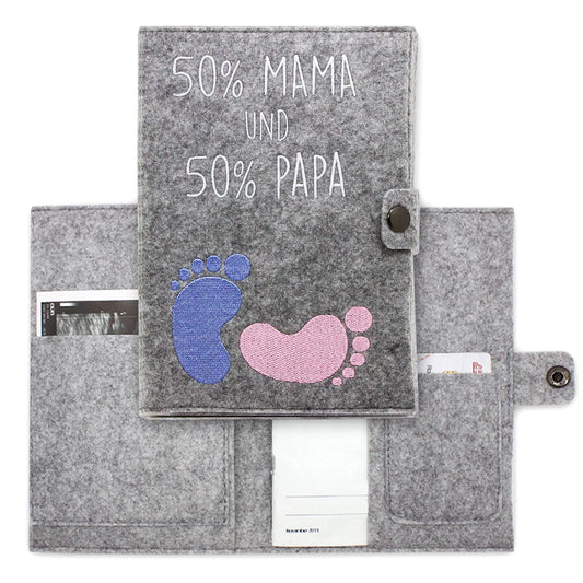 50% MAMA und 50% PAPA Mutterpasshülle aus Filz Ohne Personalisierung