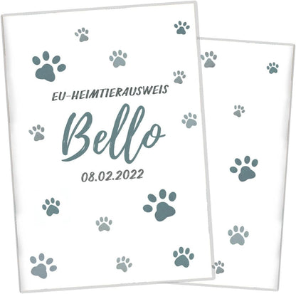 Pfote Blau Wilhelm Fell EU-Heimtierausweis für Tiere Mit Namen