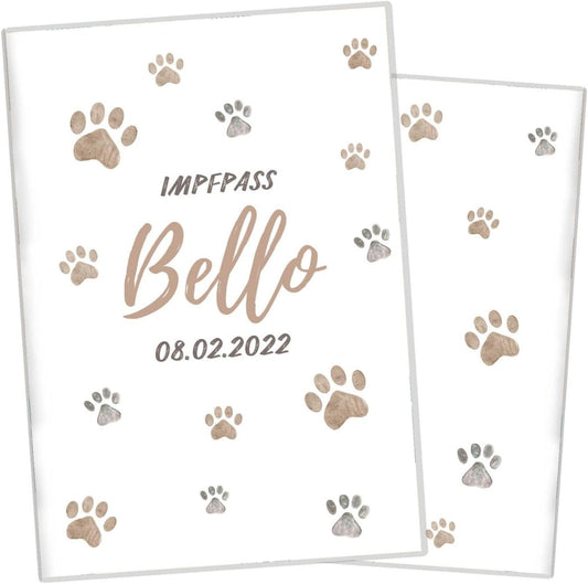 Pfote Beige Wilhelm Fell Impfpasshülle für Tiere Mit Namen