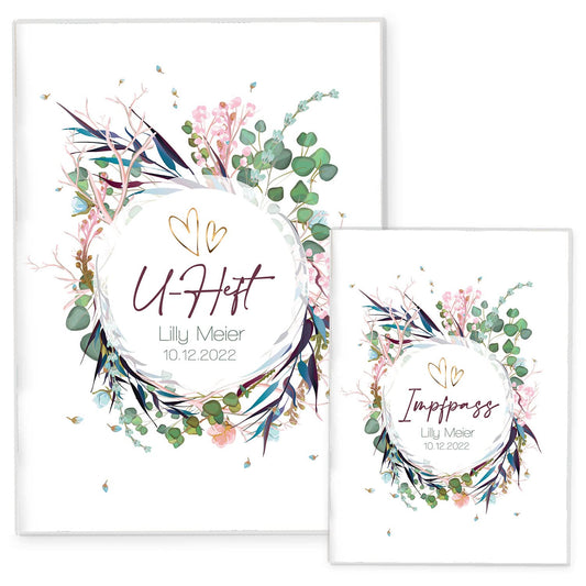 Flower Party U-Heft und Impfpasshülle Mit Personalisierung