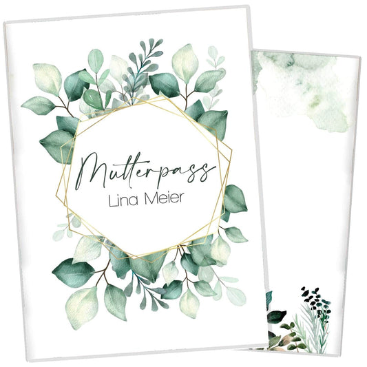 Green Leaves Mutterpasshülle Mit Personalisierung