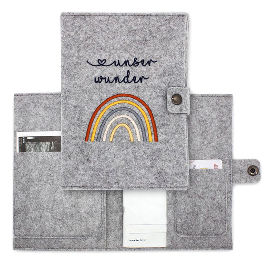 Regenbogen Natural Mutterpasshülle aus Filz Ohne Personalisierung