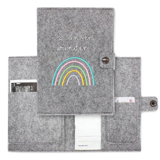 Regenbogen Pastell Mutterpasshülle aus Filz Ohne Personalisierung