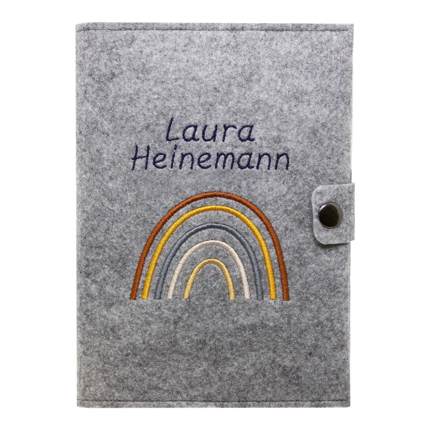 Regenbogen Natural Mutterpasshülle aus Filz Mit Personalisierung