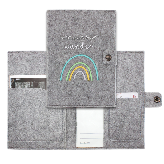 Regenbogen Pastell Mutterpasshülle aus Filz Ohne Personalisierung
