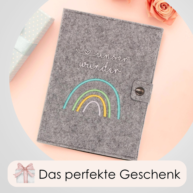 Regenbogen Pastell Mutterpasshülle aus Filz Ohne Personalisierung
