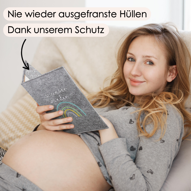 Regenbogen Pastell Mutterpasshülle aus Filz Ohne Personalisierung