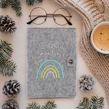 Regenbogen Pastell Mutterpasshülle aus Filz Ohne Personalisierung