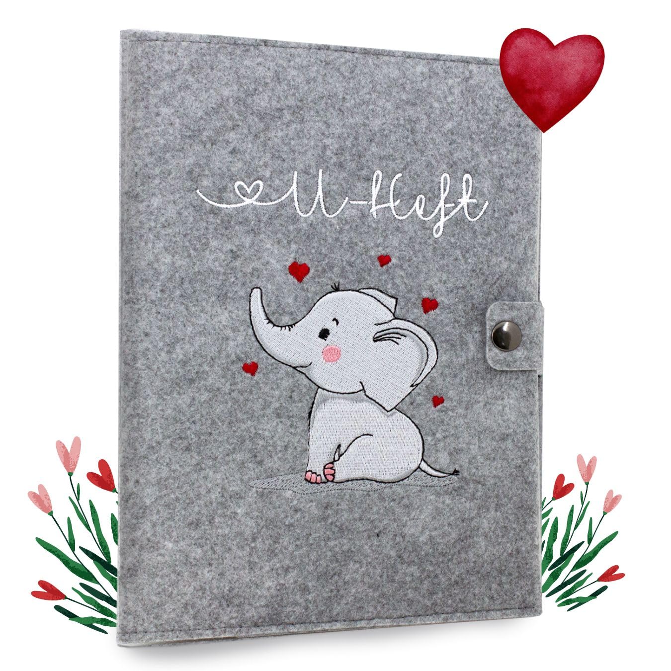 Elefant U-Heft und Impfpasshülle aus Filz Ohne Personalisierung