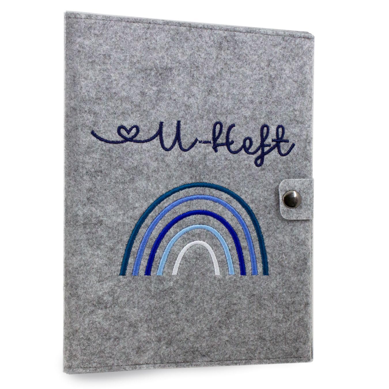Regenbogen Blau U-Heft und Impfpasshülle aus Filz Ohne Personalisierung