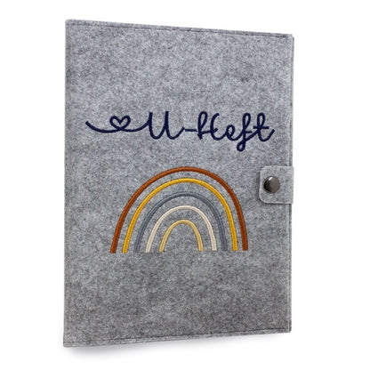 Regenbogen Natural U-Heft und Impfpasshülle aus Filz Ohne Personalisierung