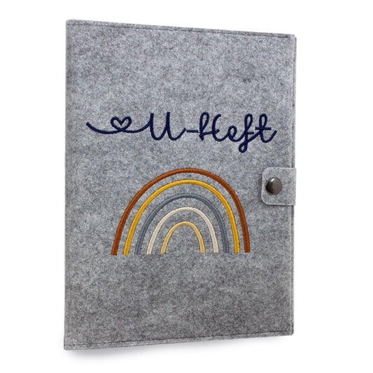 Regenbogen Natural U-Heft und Impfpasshülle aus Filz Ohne Personalisierung