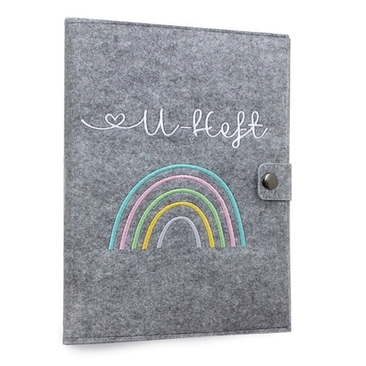 Regenbogen Pastell U-Heft und Impfpasshülle aus Filz Ohne Personalisierung