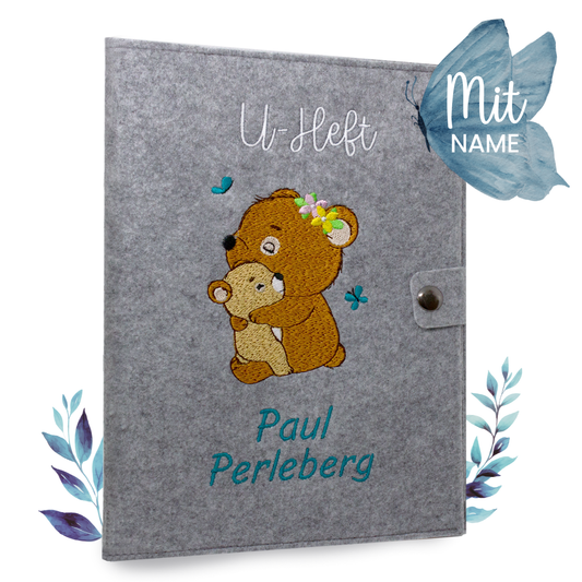 Bären U-Heft und Impfpasshülle aus Filz Mit Personalisierung
