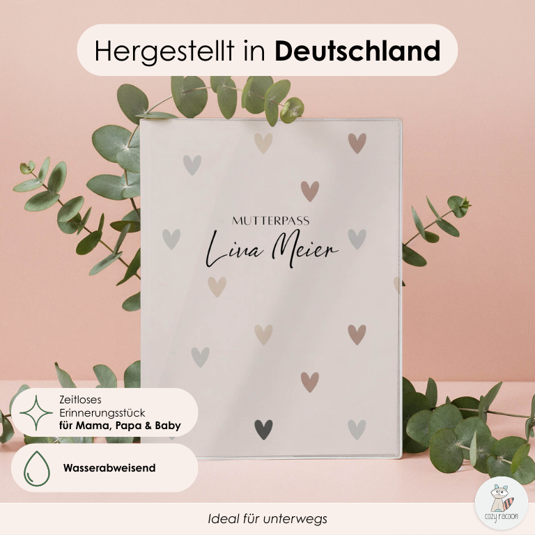 Herzen Natural Mutterpasshülle Mit Personalisierung