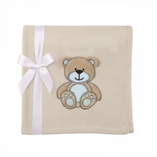 Decke Vanille Mit Bär | Babydecke Bestickt