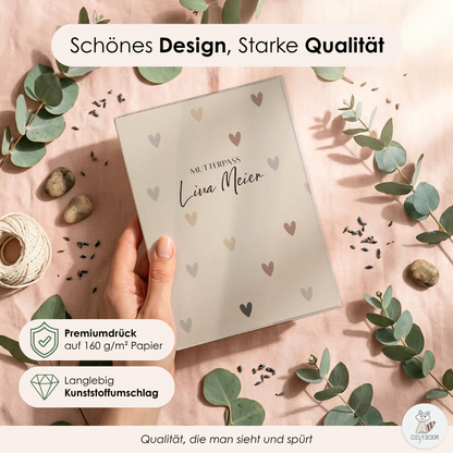 Herzen Natural Mutterpasshülle Mit Personalisierung