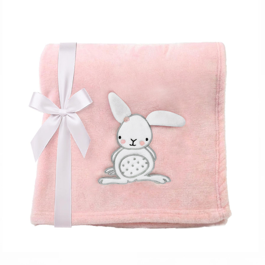 Decke Rosa Mit Hase | Babydecke Bestickt