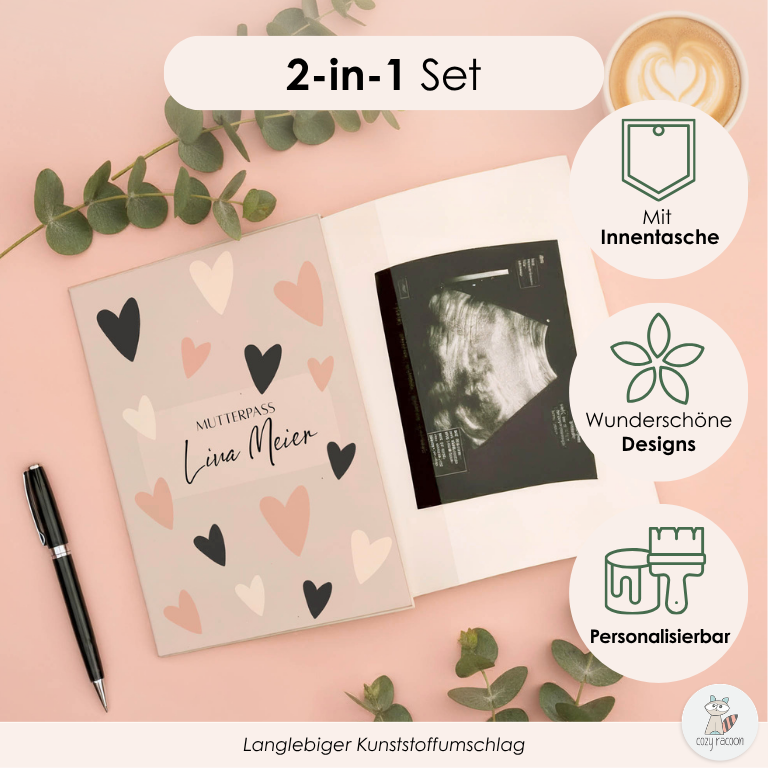 Herzen Mutterpasshülle Mit Personalisierung