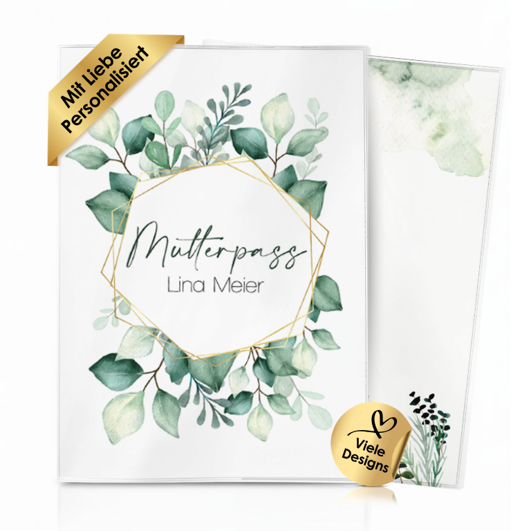 Green Leaves Mutterpasshülle Mit Personalisierung