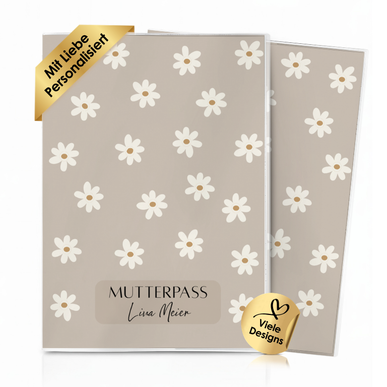 Gänseblümchen Beige Mutterpasshülle Mit Personalisierung