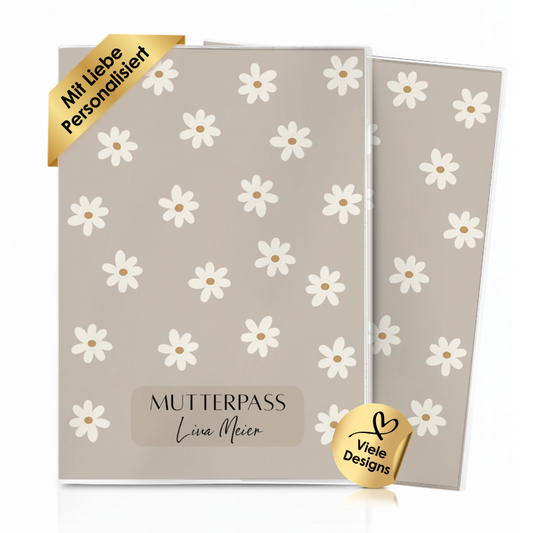 Gänseblümchen Beige Mutterpasshülle Mit Personalisierung