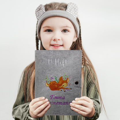 Rehkitz U-Heft und Impfpasshülle aus Filz Mit Personalisierung