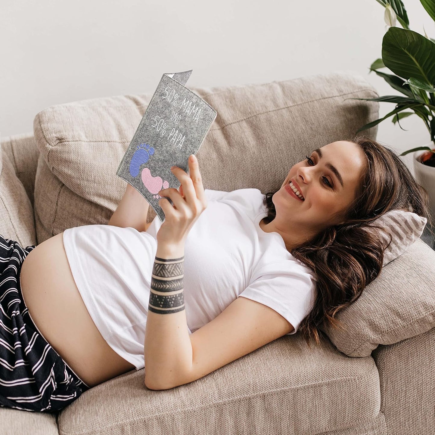 50% MAMA und 50% PAPA Mutterpasshülle aus Filz Ohne Personalisierung