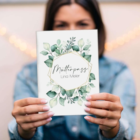 Green Leaves Mutterpasshülle Mit Personalisierung