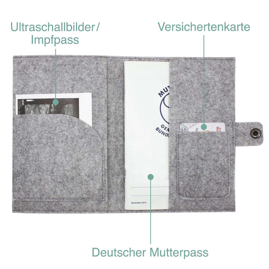 Regenbogen Blau Mutterpasshülle aus Filz Ohne Personalisierung
