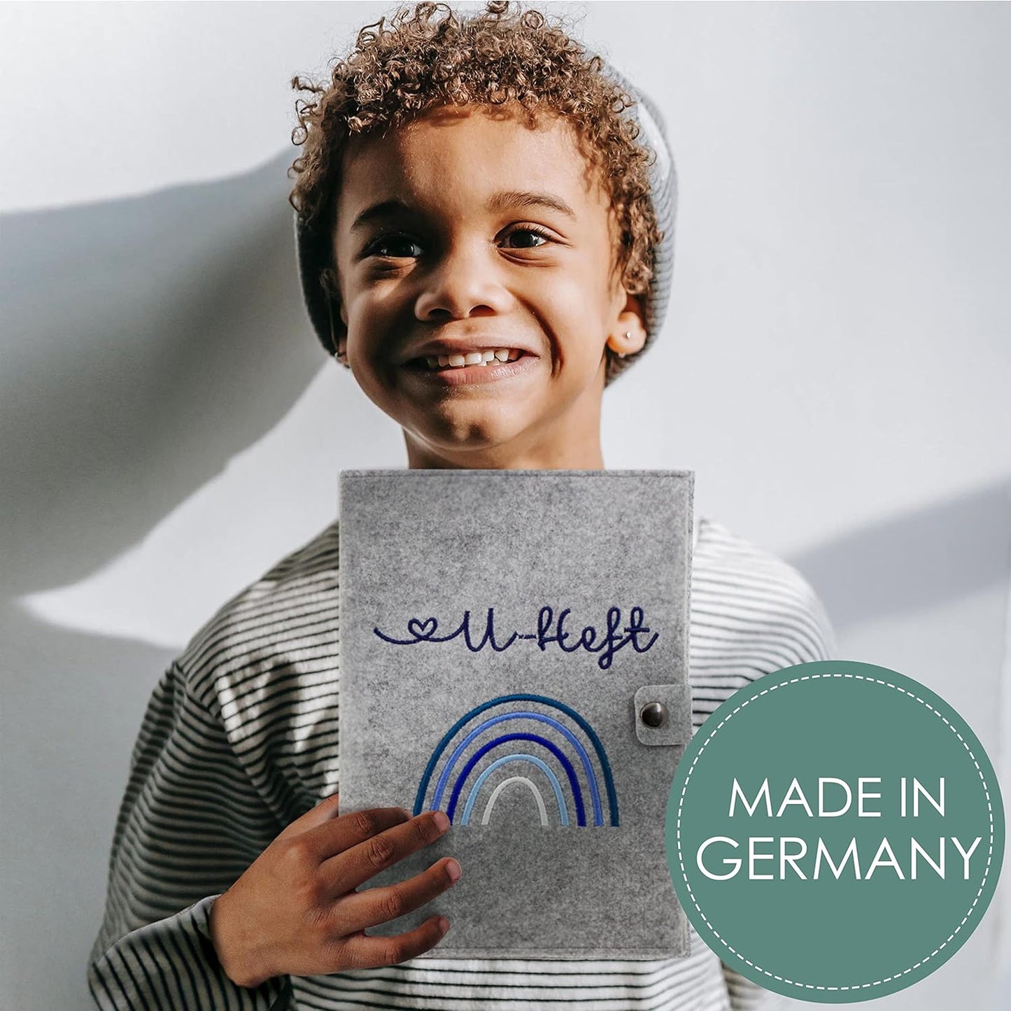 Regenbogen Blau U-Heft und Impfpasshülle aus Filz Ohne Personalisierung