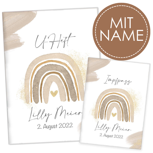 Wasserfarben Natural U-Heft und Impfpasshülle Mit Personalisierung