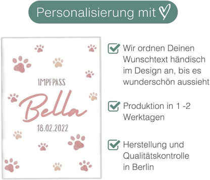 Pfote Rosa Wilhelm Fell Impfpasshülle für Tiere Mit Namen