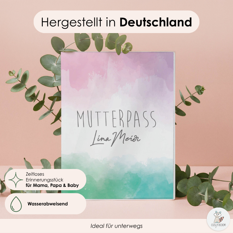Watercolor 3 Mutterpasshülle Mit Personalisierung
