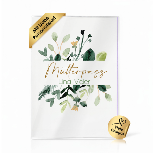 Green Flowers Mutterpasshülle Mit Personalisierung