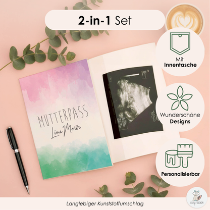 Watercolor 3 Mutterpasshülle Mit Personalisierung