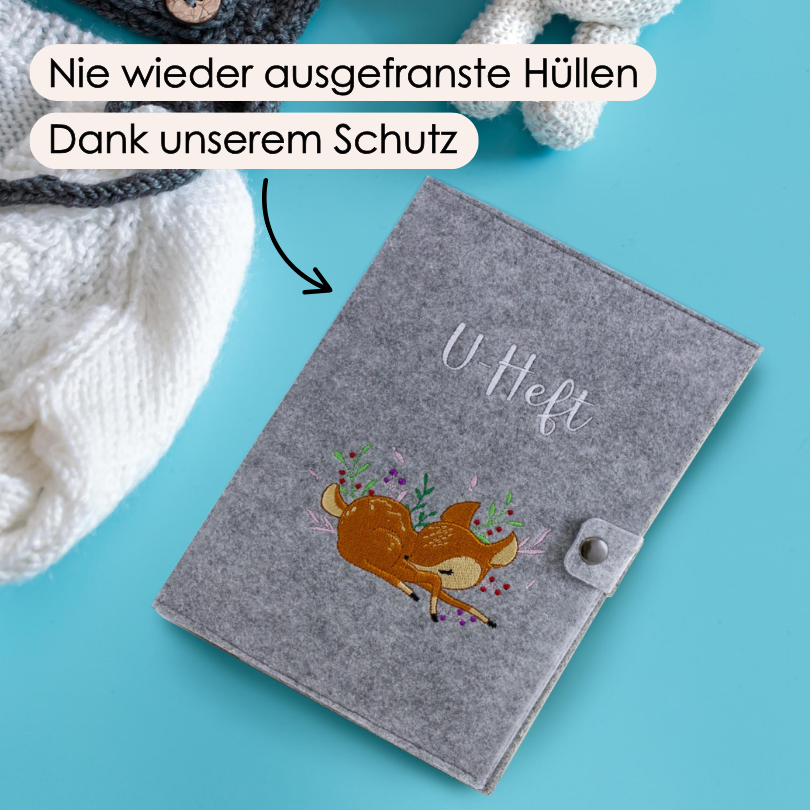Rehkitz U-Heft und Impfpasshülle aus Filz Ohne Personalisierung