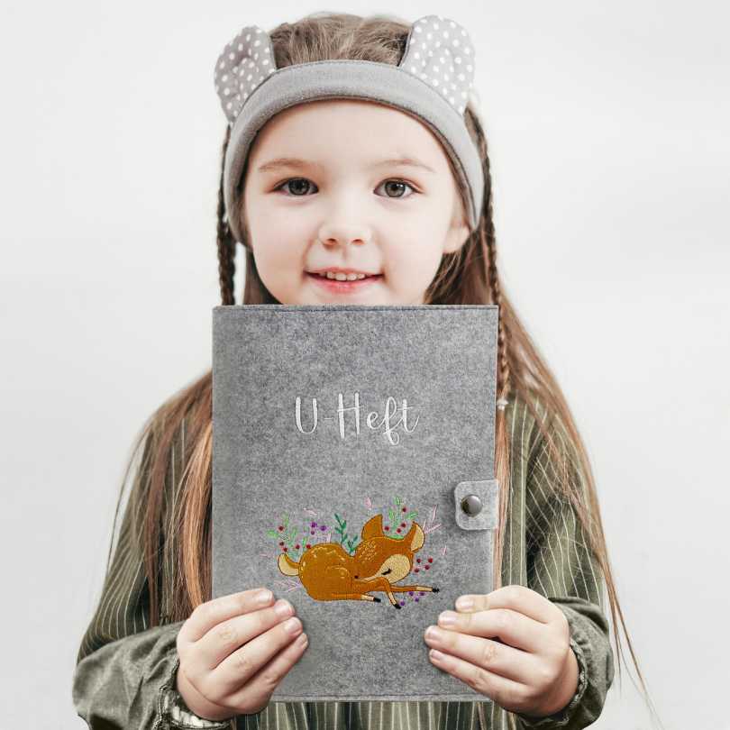 Rehkitz U-Heft und Impfpasshülle aus Filz Ohne Personalisierung