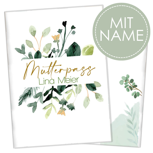 Green Flowers Mutterpasshülle Mit Personalisierung