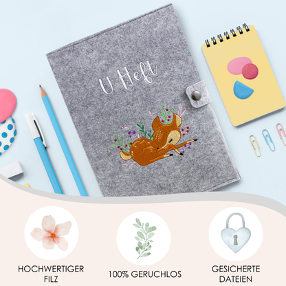 Rehkitz U-Heft und Impfpasshülle aus Filz Ohne Personalisierung