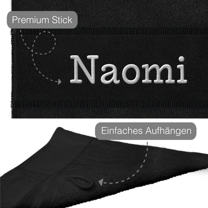 Schwarz Hochwertiges Händehandtuch Bestickt mit Namen