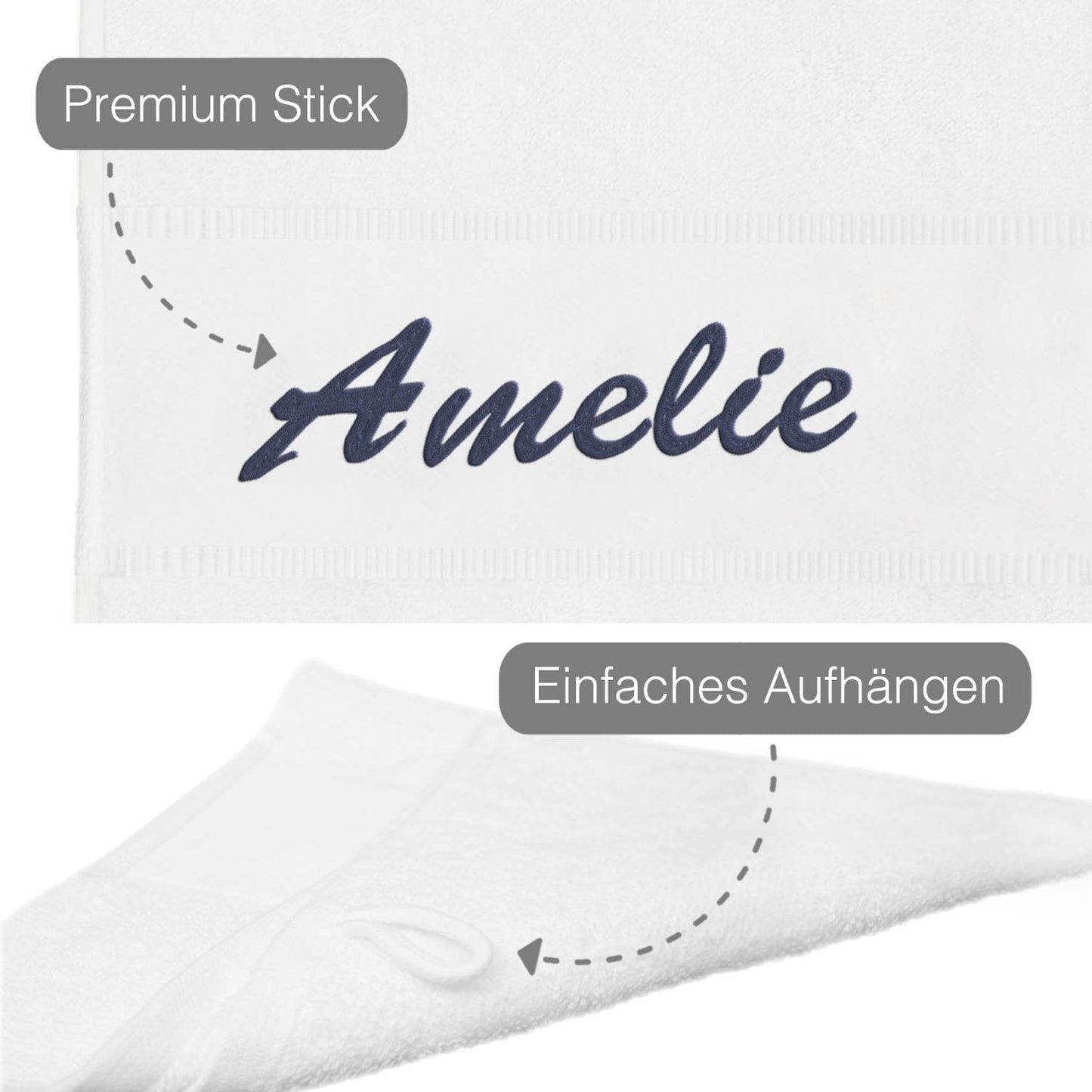 Weiß Hochwertiges Händehandtuch Bestickt mit Namen