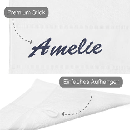 Weiß Hochwertiges Händehandtuch Bestickt mit Namen