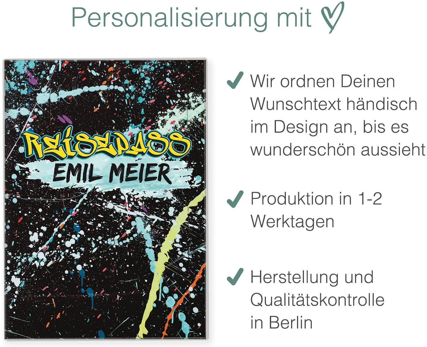 Graffiti Reisepasshülle für Erwachsene und Kinder Mit Namen
