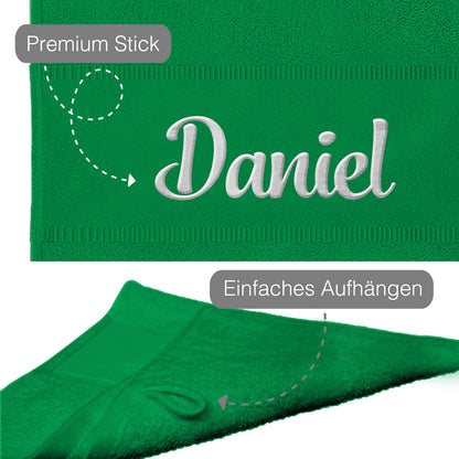 Grün Hochwertiges Händehandtuch Bestickt mit Namen