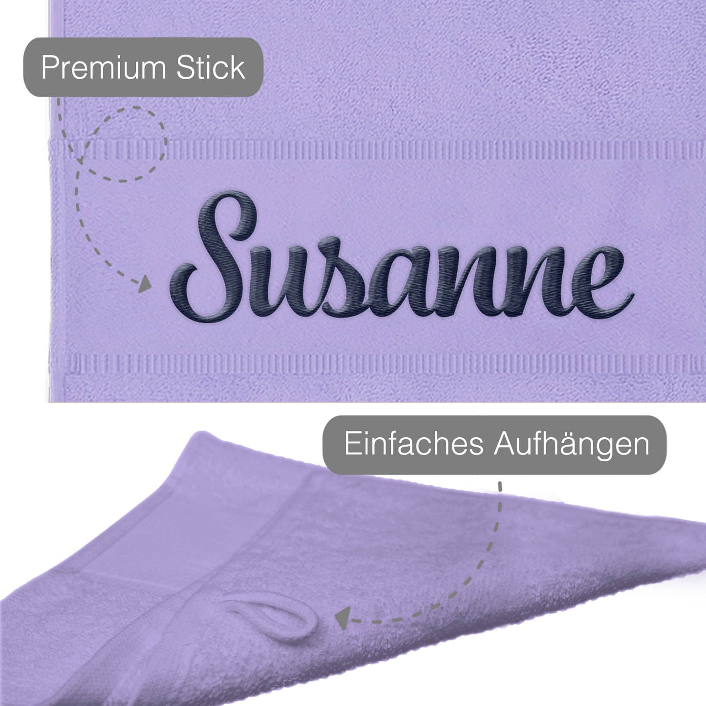 Lila Hochwertiges Händehandtuch Bestickt mit Namen