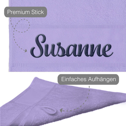 Lila Hochwertiges Händehandtuch Bestickt mit Namen