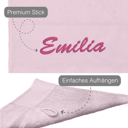 Rosa Hochwertiges Händehandtuch Bestickt mit Namen
