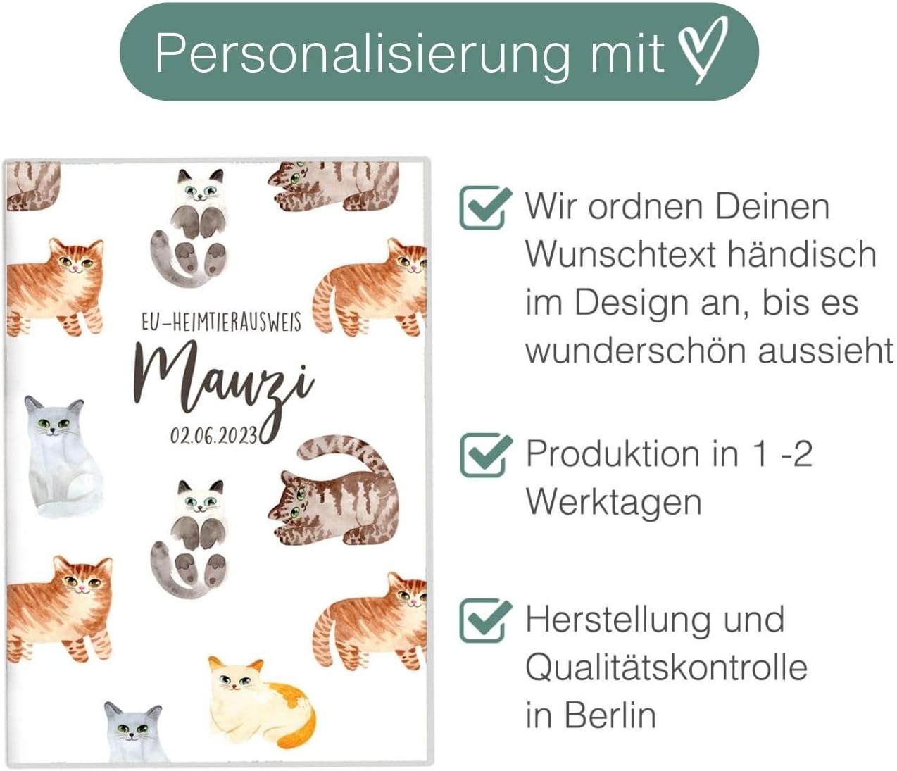 Mauzi Wilhelm Fell EU-Heimtierausweis für Tiere Mit Namen